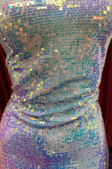 Double Straps Iridescent White Sequin Tight Homecoming Dress