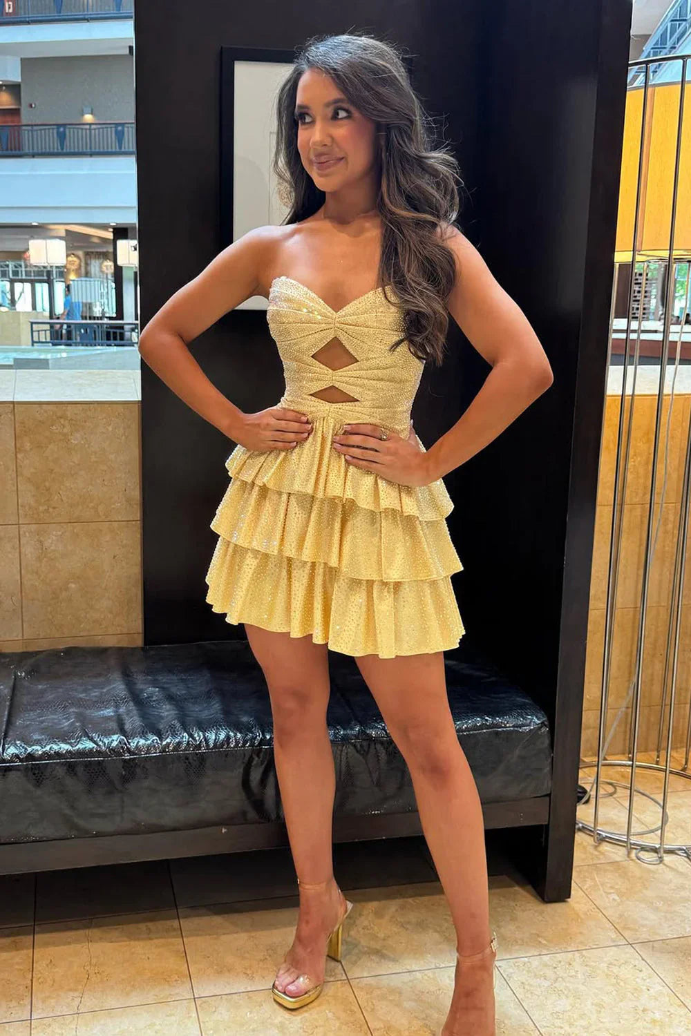 Gorgeous A-Line Sweetheart Lace Up Short Tiered Beaded Homecoming Dress