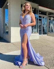 Lavender Spaghetti Straps Long Prom Dress With Butterfly Back