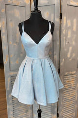 Simple A-line V Neck Mini Homecoming Dress