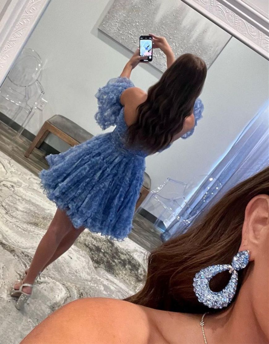 Pretty Black A-Line Homecoming Dress With Detachable Sleeves