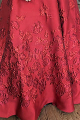 Princess A Line Strapless Red Corset Prom Dress with Appliques