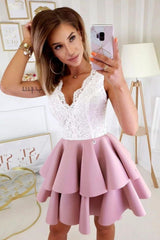 White And Purple Short Mini Homecoming Dress