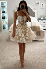 A-Line Sheer Corset Bodice Homecoming Dress