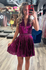 A-Line Pleated Backless Homecoming Dress