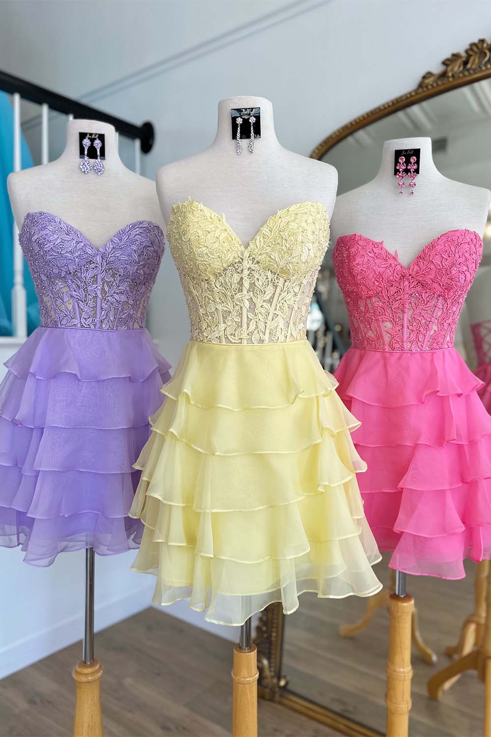 Sweetheart Ruffle Homecoming Dress with Corset Bodice