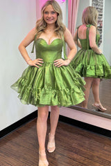 Cute Ruffle Hem Homecoming Dress with Straps