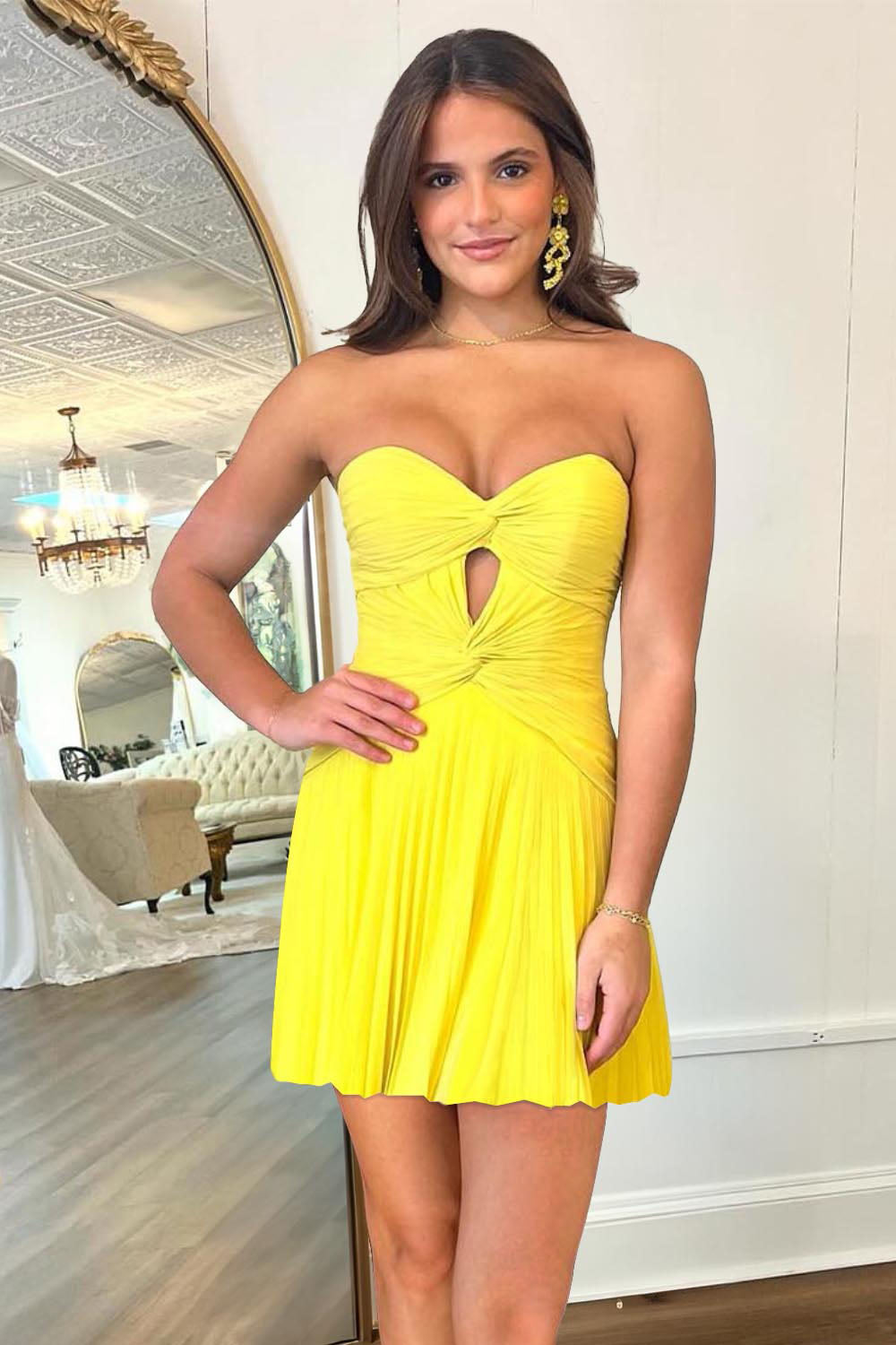 Sweetheart Pleated Homecoming Dress